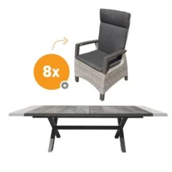 Tuinmeubilair 8 Royal Seasons COSTA DINING Uitschuifbare Tuinset Met 8 Stoelen